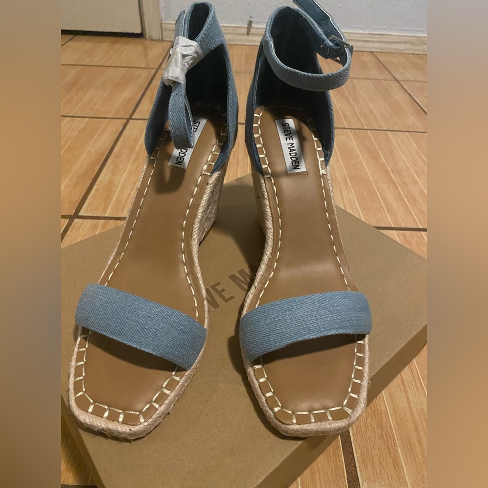 Steve Madden Submit Denim Wedge Shoes